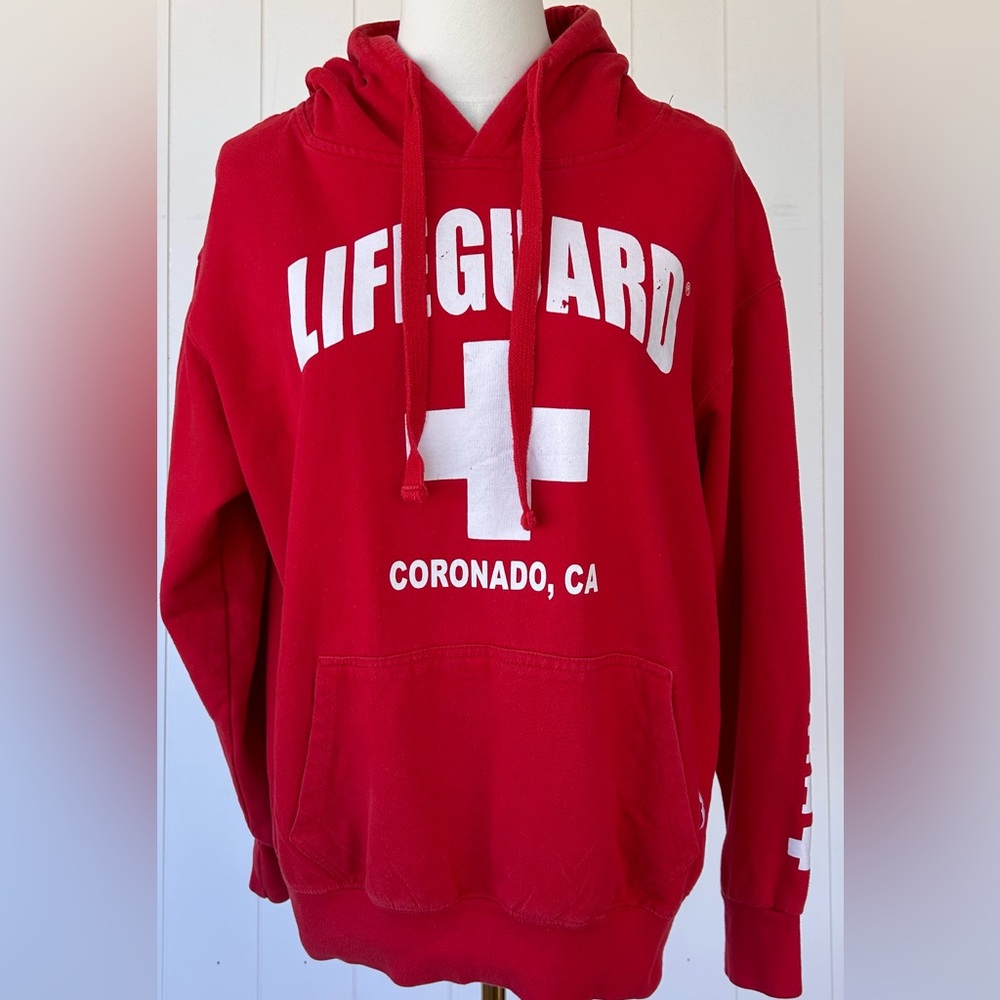 Lifeguard‎ Brand Coronado CA Unisex Lifeguard Hoodie Red/White Size Medium